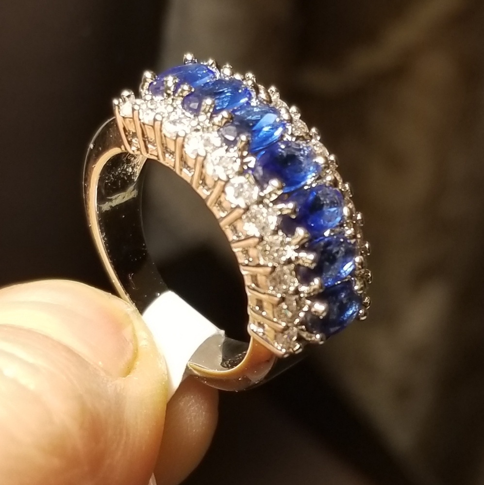 Sterling Silver Blue Saphirre Channel Ring Size 6 - Picture 2 of 8